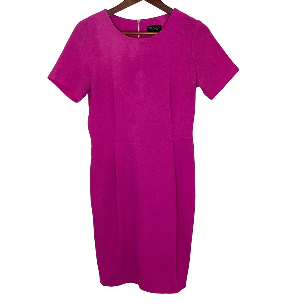TopShop Minimalist Work Dress Sheath Pink Short Sleeve Cocktail Wedding 6